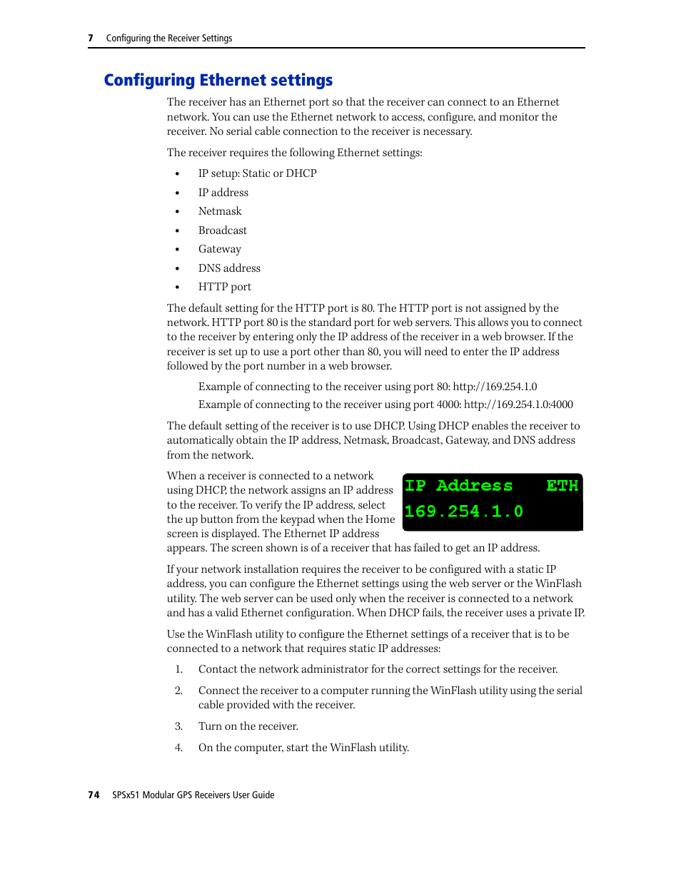 Configuring ethernet settings | Trimble Outdoors SPSX51 User Manual | Page 76 / 188