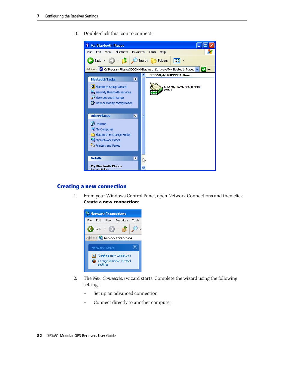 Creating a new connection | Trimble Outdoors SPSX51 User Manual | Page 84 / 188