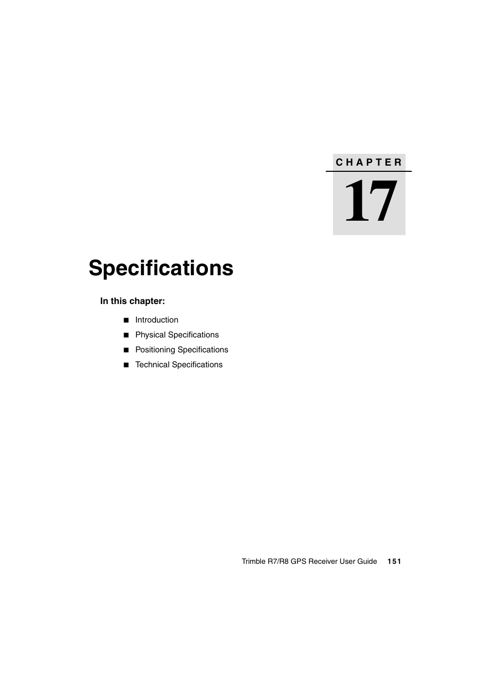 Specifications | Trimble Outdoors R7 User Manual | Page 163 / 222