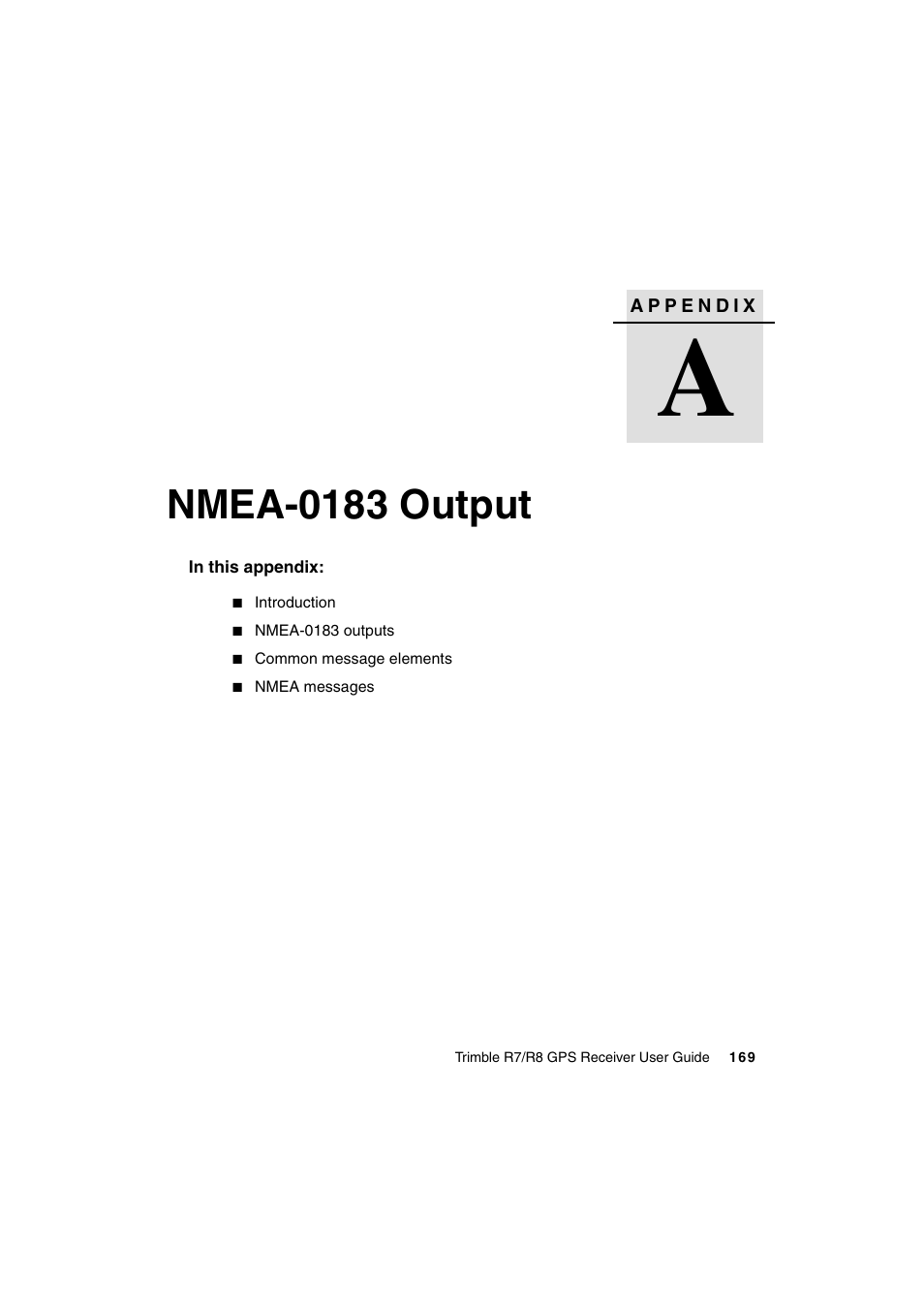 Nmea-0183 output | Trimble Outdoors R7 User Manual | Page 181 / 222