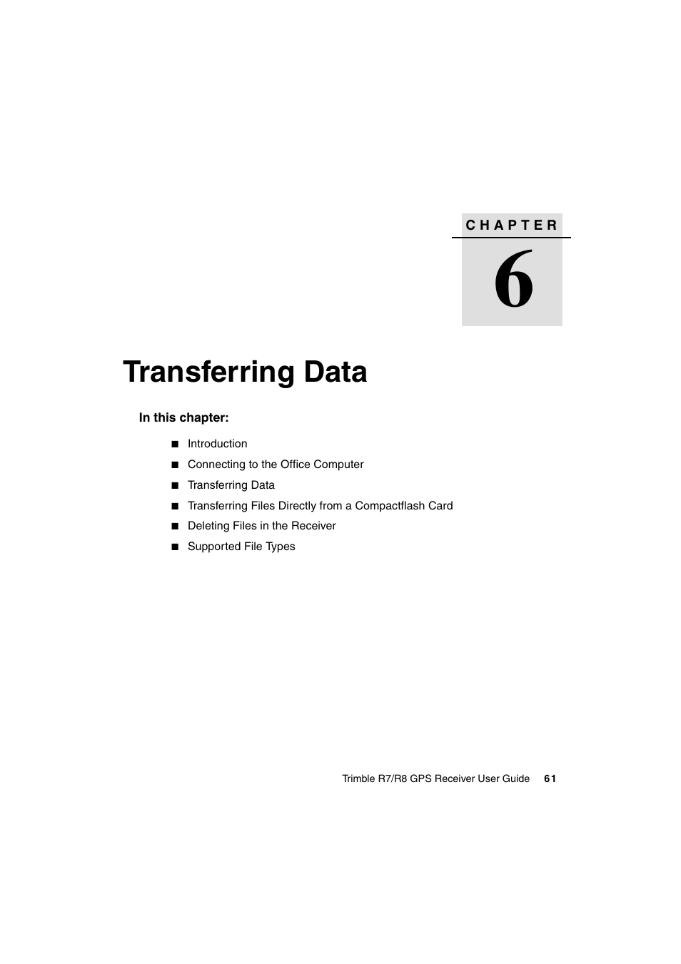 Transferring data | Trimble Outdoors R7 User Manual | Page 73 / 222