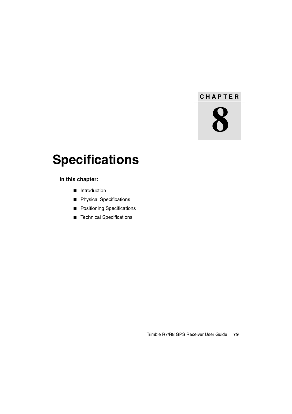Specifications | Trimble Outdoors R7 User Manual | Page 91 / 222
