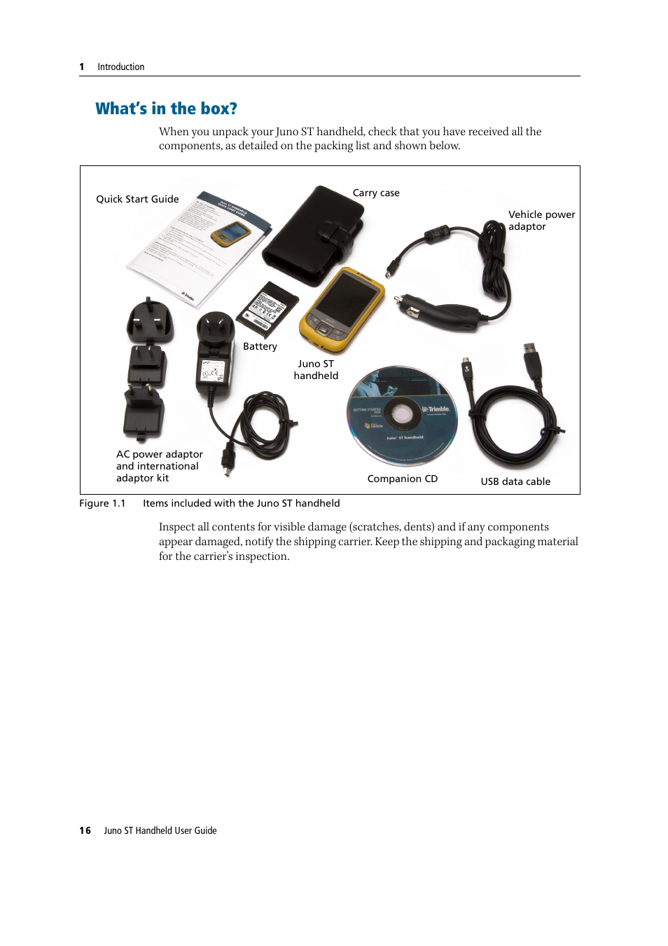 What’s in the box | Trimble Outdoors JUNO ST handheld User Manual | Page 18 / 82