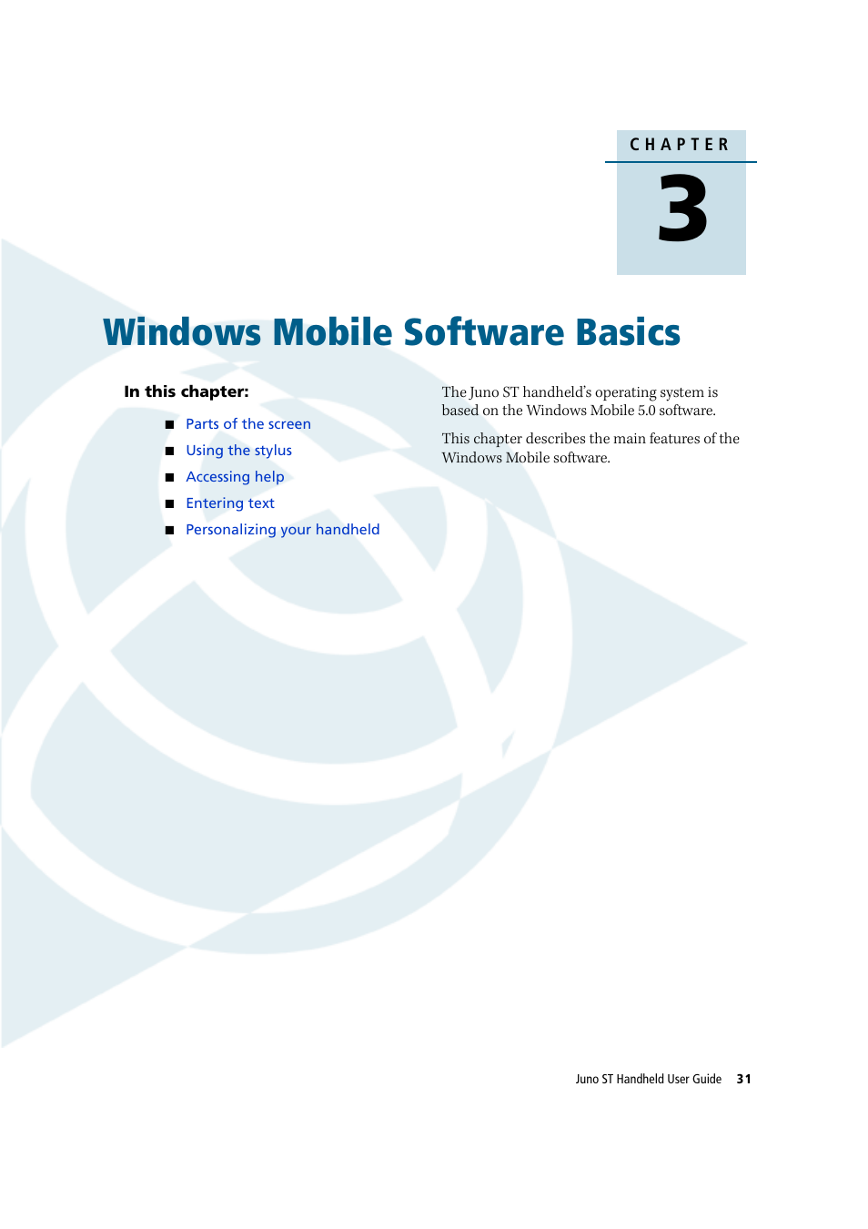 Windows mobile software basics | Trimble Outdoors JUNO ST handheld User Manual | Page 33 / 82