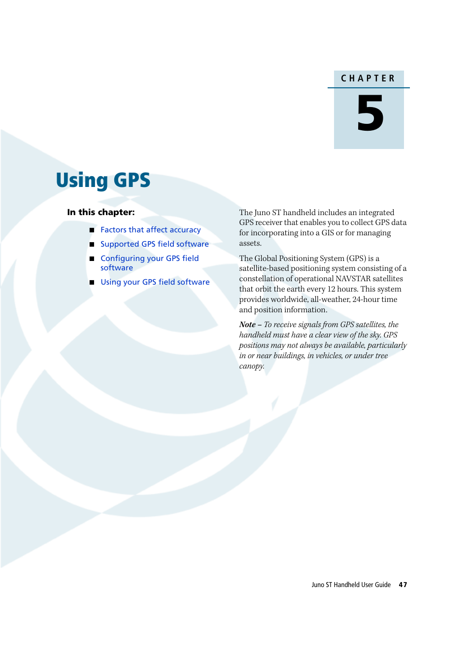 Using gps | Trimble Outdoors JUNO ST handheld User Manual | Page 49 / 82