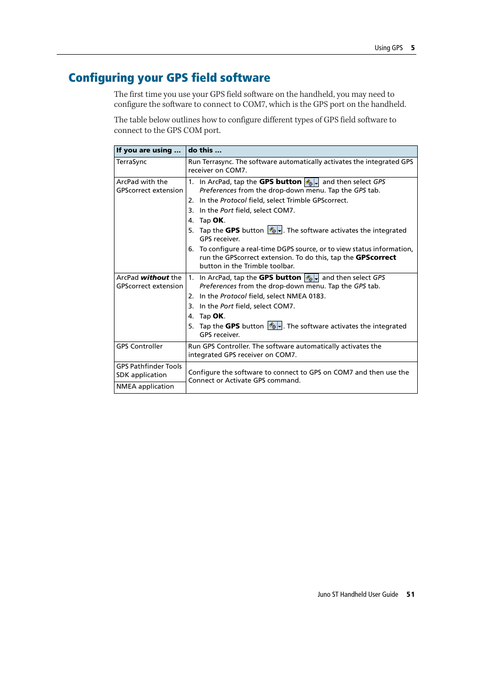 Configuring your gps field software | Trimble Outdoors JUNO ST handheld User Manual | Page 53 / 82