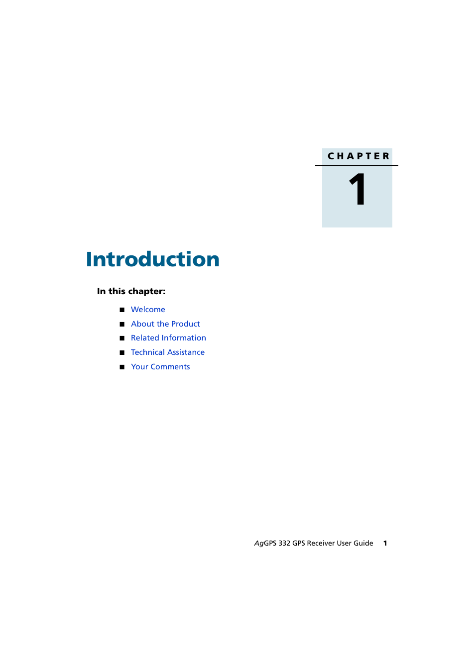 Introduction | Trimble Outdoors AgGPS 332 User Manual | Page 11 / 126