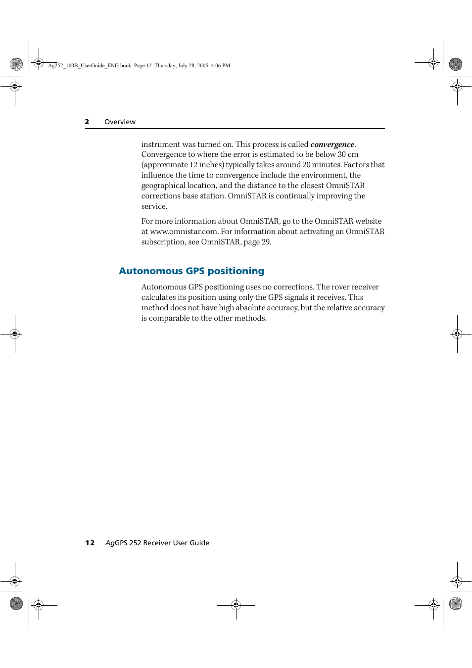 Autonomous gps positioning | Trimble Outdoors AgGPS 252 User Manual | Page 18 / 72