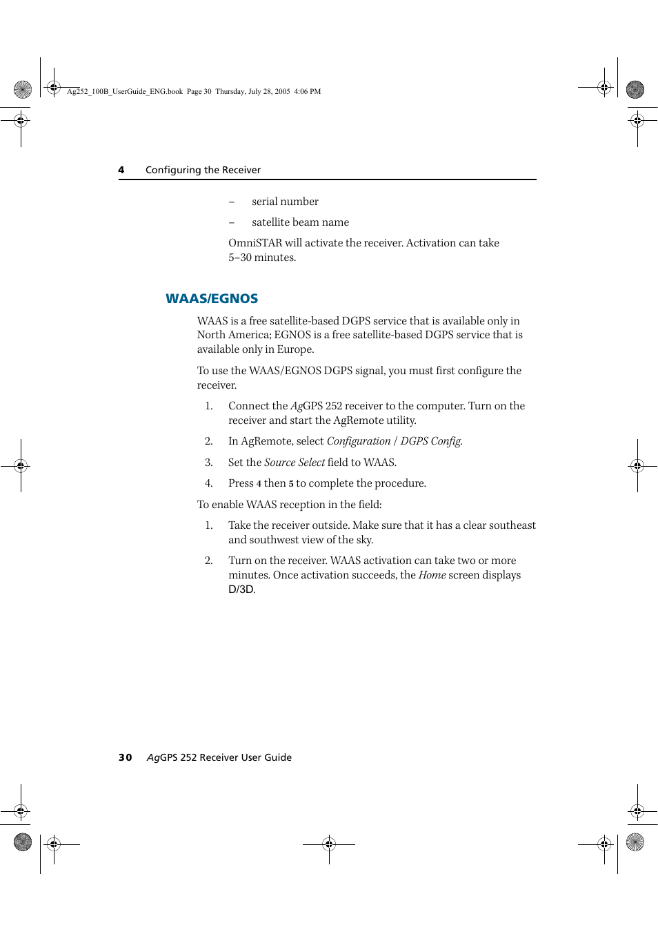 Waas/egnos | Trimble Outdoors AgGPS 252 User Manual | Page 36 / 72