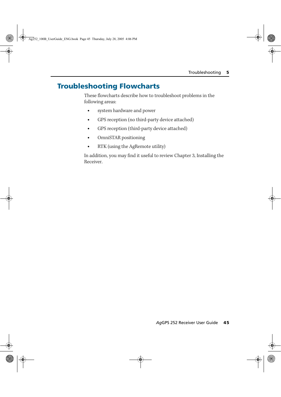 Troubleshooting flowcharts | Trimble Outdoors AgGPS 252 User Manual | Page 51 / 72