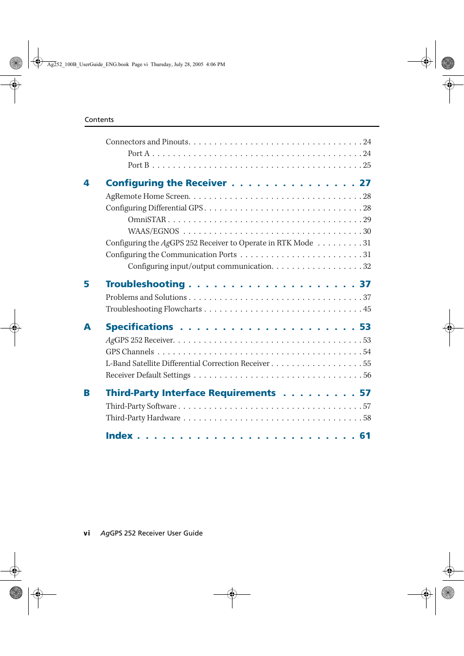 Trimble Outdoors AgGPS 252 User Manual | Page 6 / 72