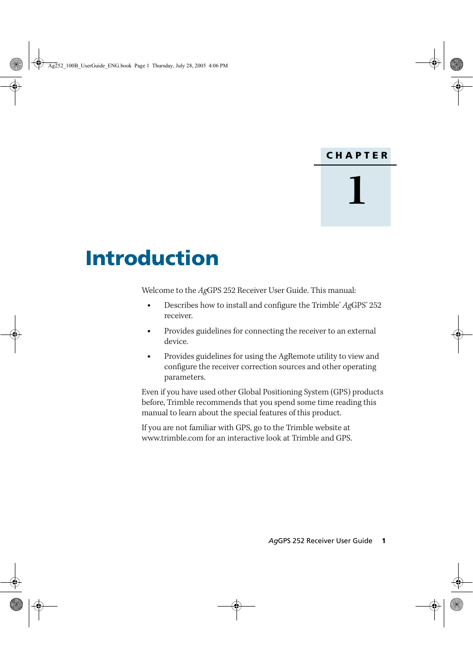 Trimble Outdoors AgGPS 252 User Manual | Page 7 / 72