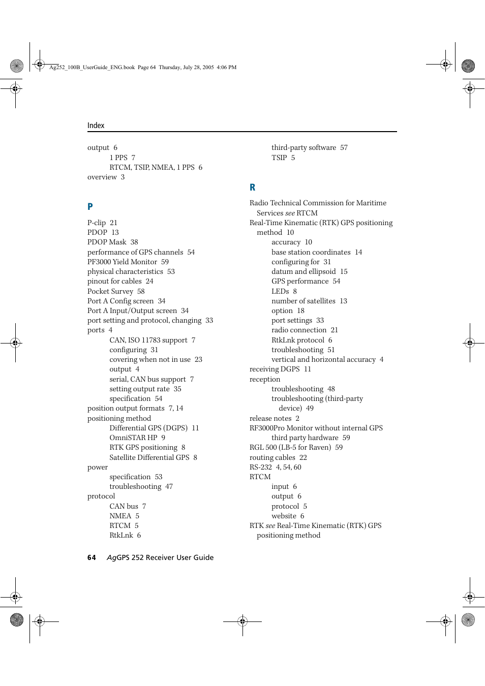 Trimble Outdoors AgGPS 252 User Manual | Page 70 / 72