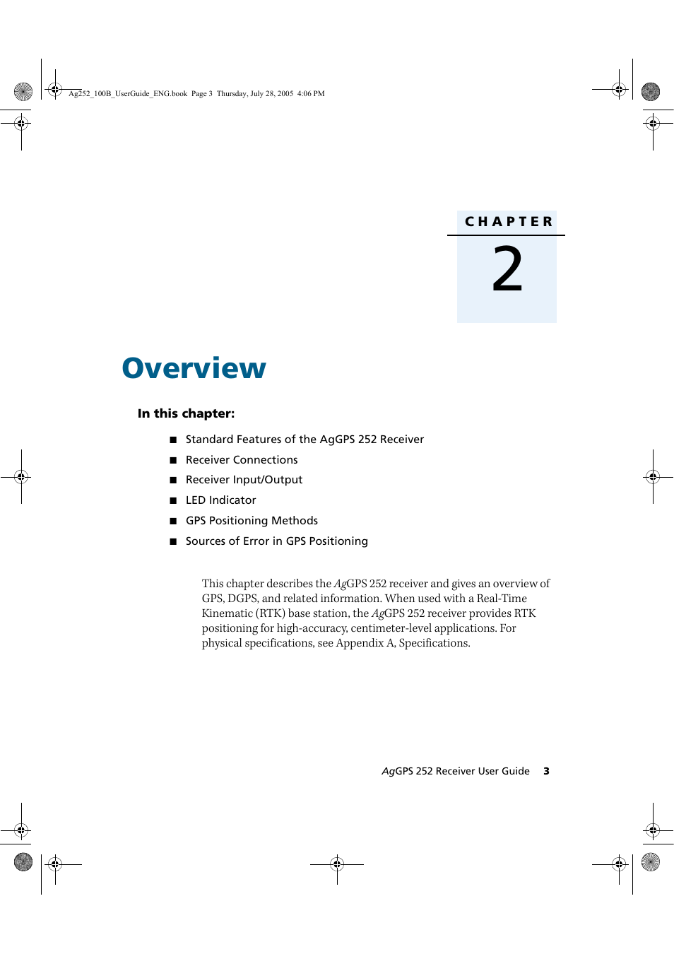 Overview | Trimble Outdoors AgGPS 252 User Manual | Page 9 / 72