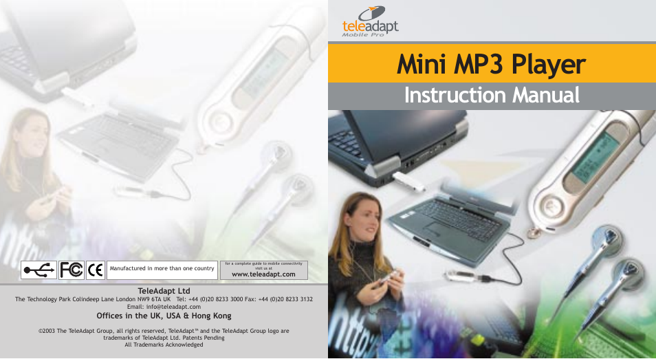 TeleAdapt Mini MP3 Player User Manual | 20 pages