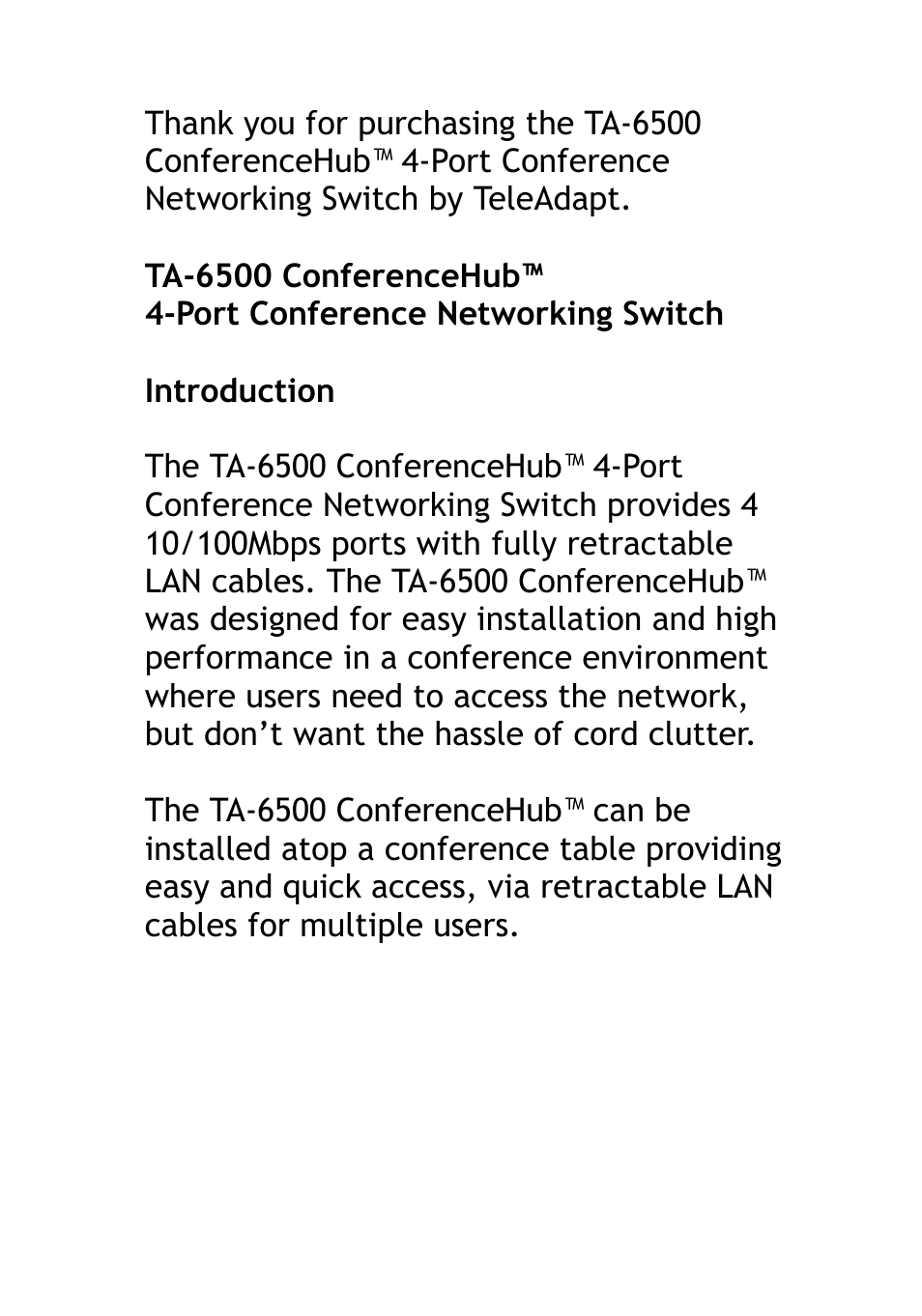 TeleAdapt TA-6500 User Manual | Page 3 / 16