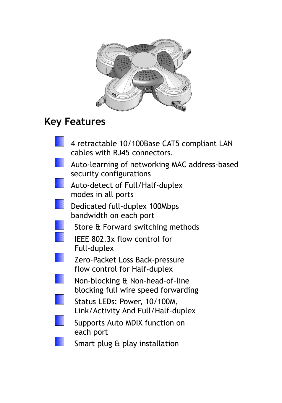 Key features | TeleAdapt TA-6500 User Manual | Page 4 / 16