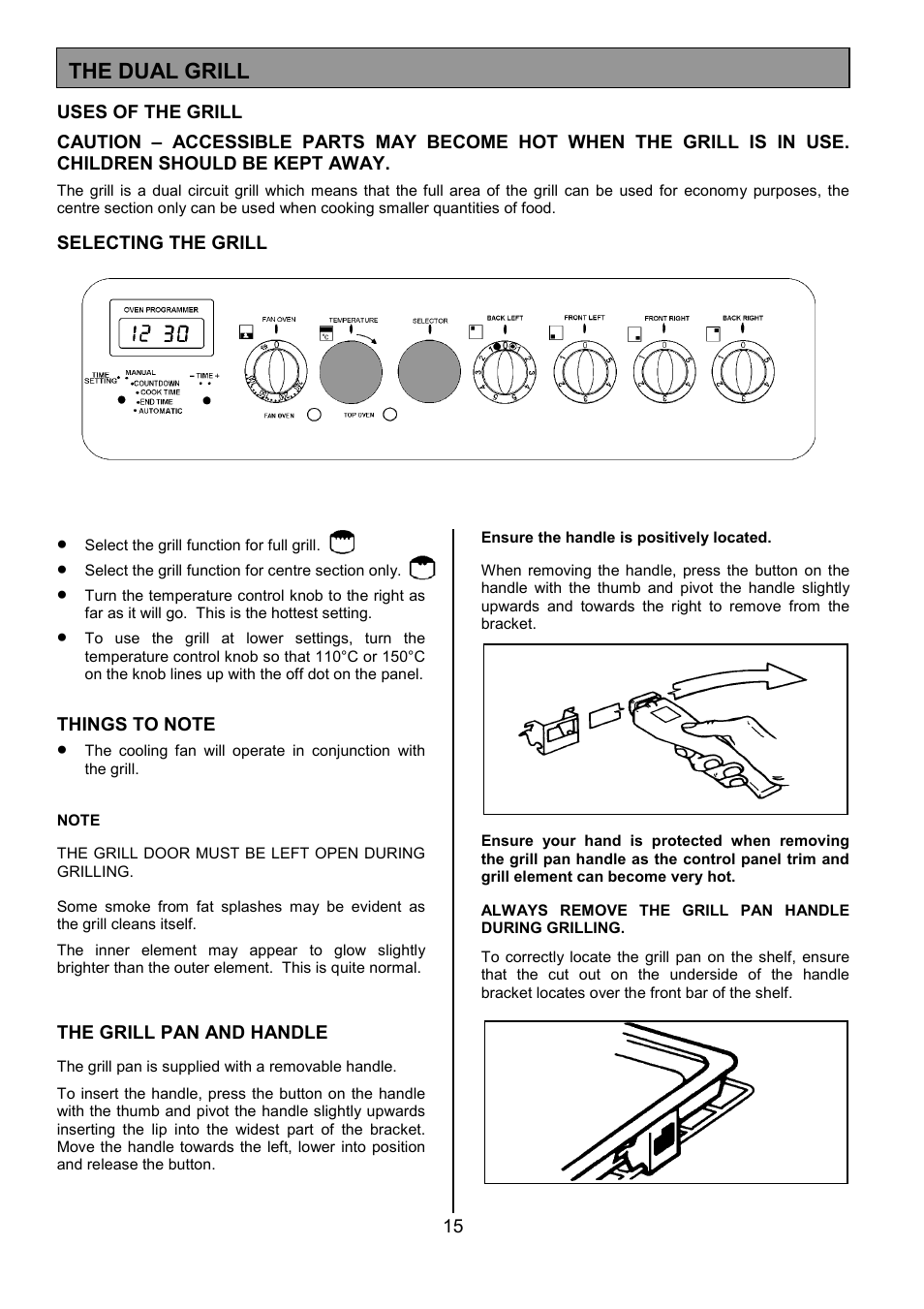 The dual grill | Tricity Bendix DSIE456 User Manual | Page 15 / 32