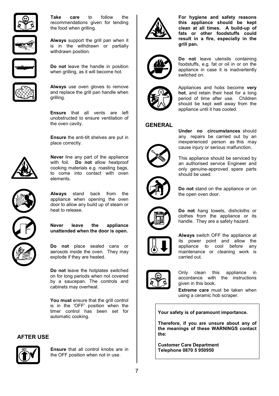 After use, General | Tricity Bendix DSIE456 User Manual | Page 7 / 32