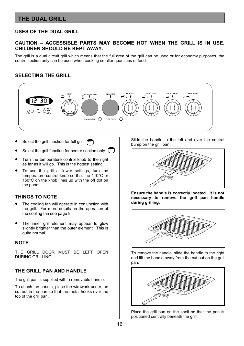 The dual grill | Tricity Bendix SIE524 User Manual | Page 16 / 32