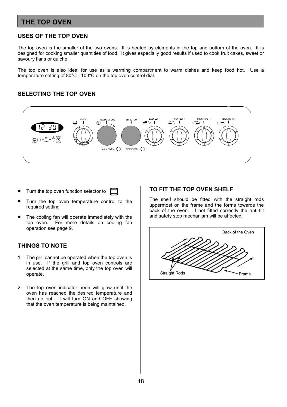 The top oven | Tricity Bendix SIE524 User Manual | Page 18 / 32