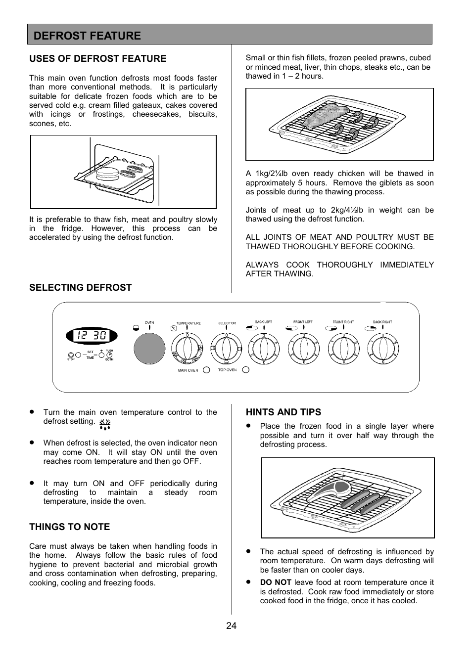 Defrost feature | Tricity Bendix SIE524 User Manual | Page 24 / 32