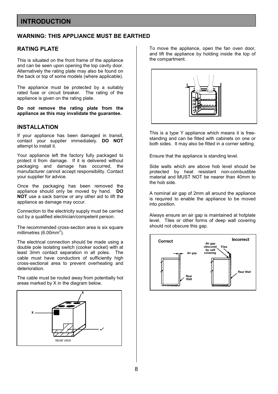 Introduction, Installation | Tricity Bendix SIE524 User Manual | Page 8 / 32