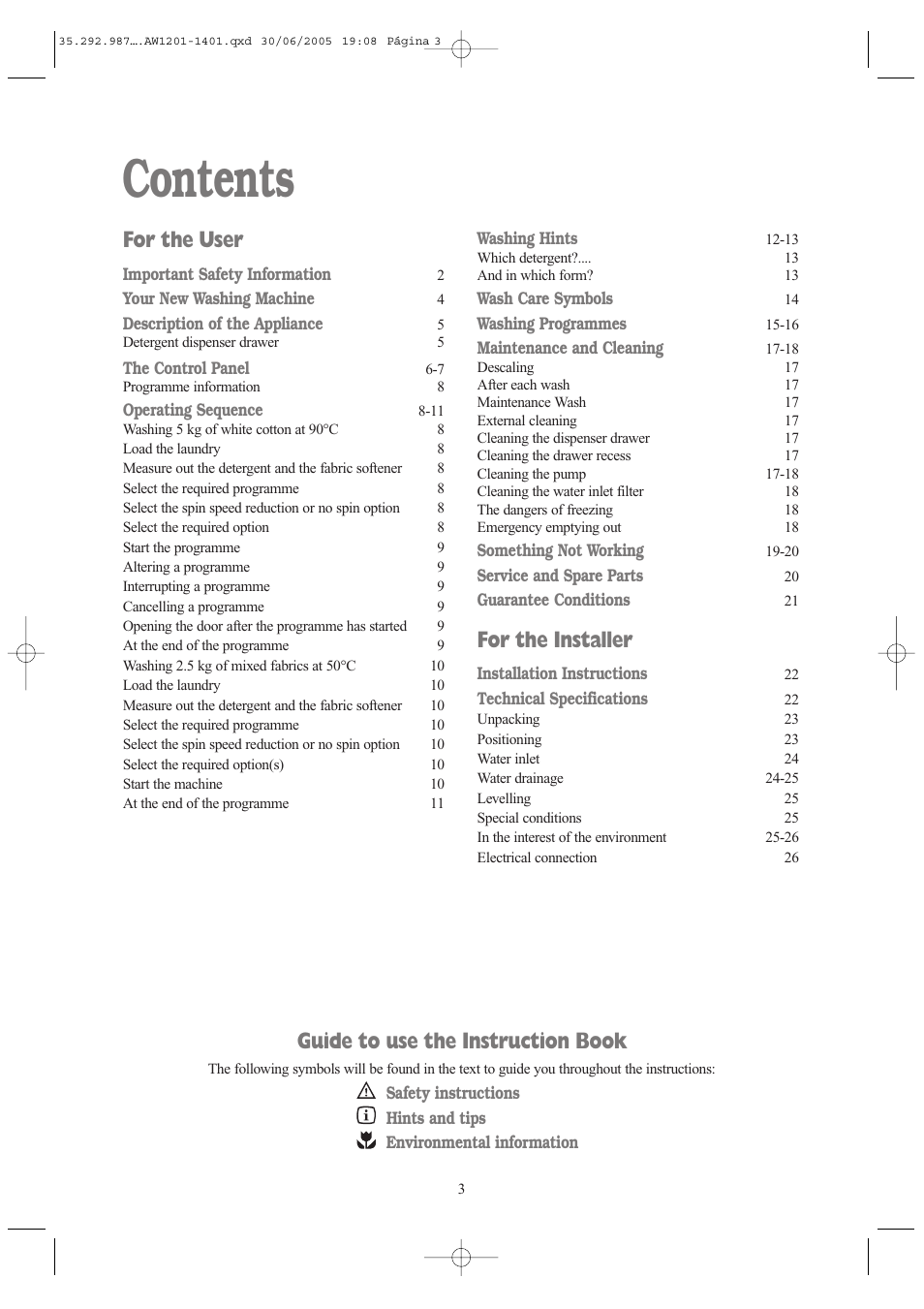 Tricity Bendix AW 1201 User Manual | Page 3 / 28