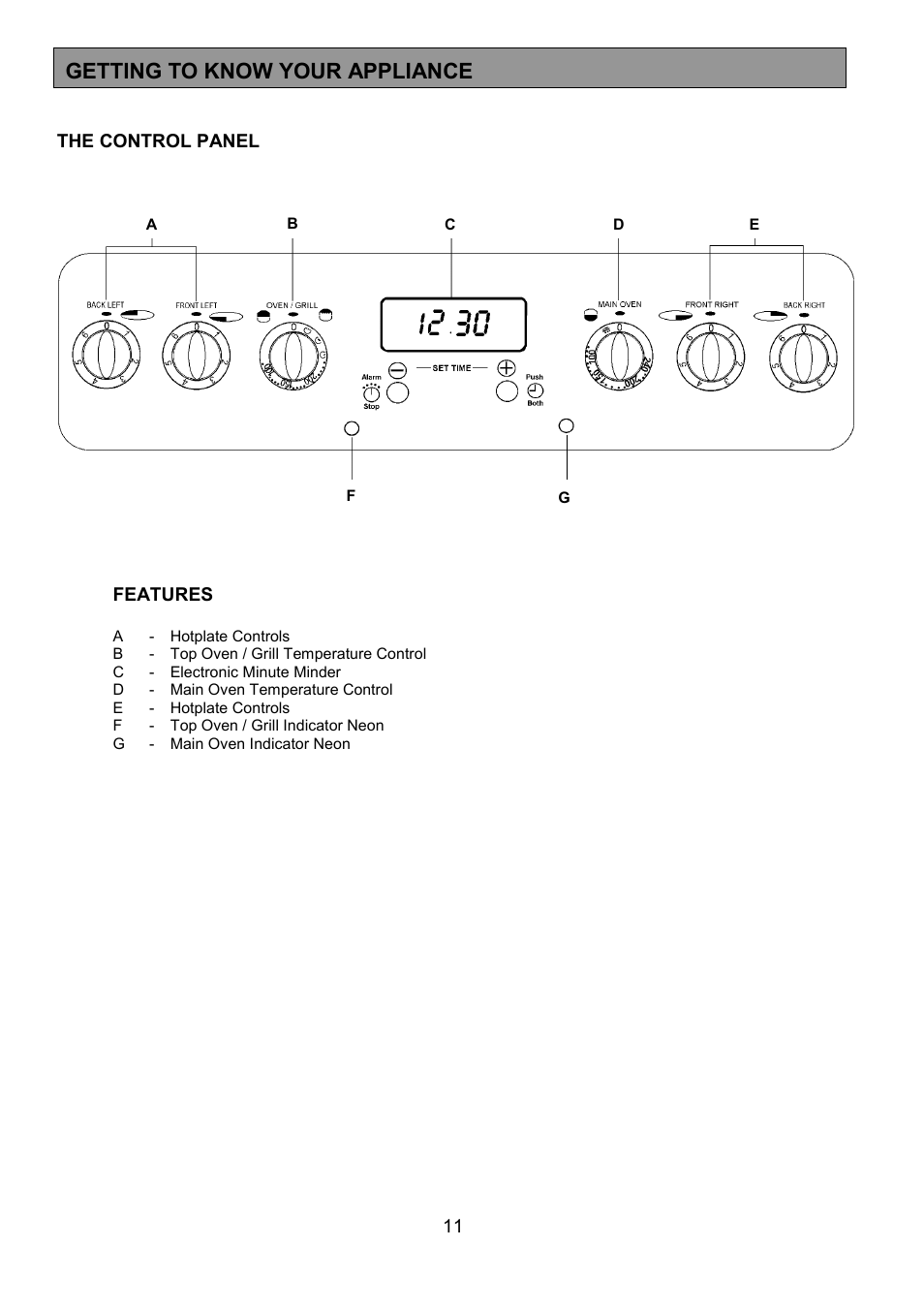 Getting to know your appliance | Tricity Bendix SE505 User Manual | Page 11 / 32