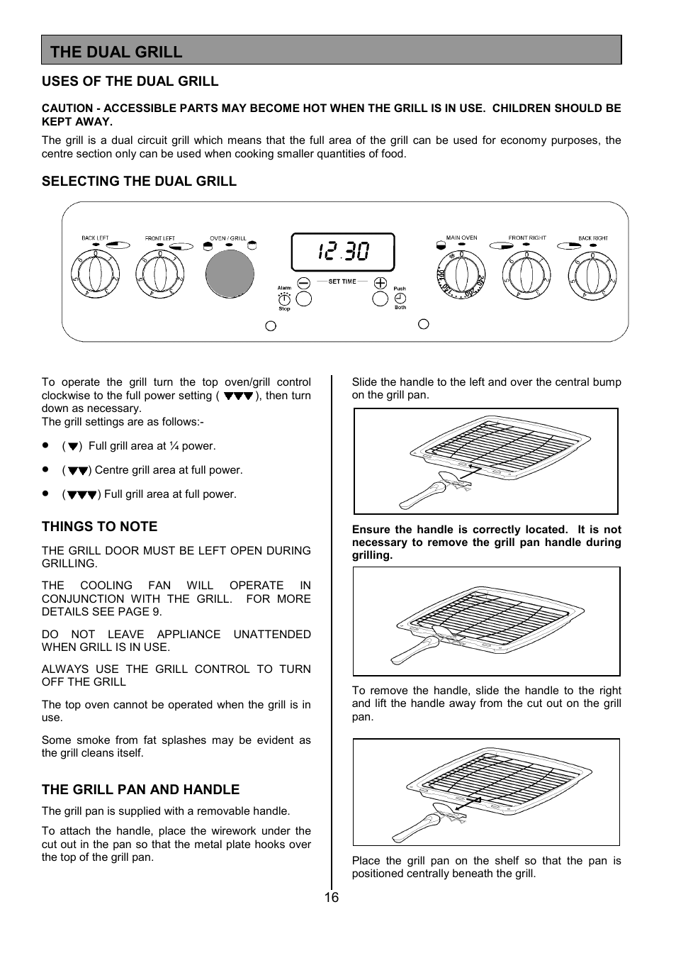 The dual grill | Tricity Bendix SE505 User Manual | Page 16 / 32