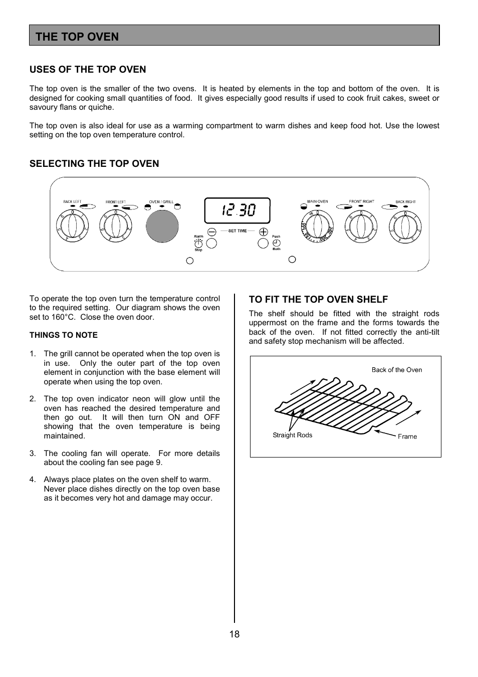 The top oven | Tricity Bendix SE505 User Manual | Page 18 / 32