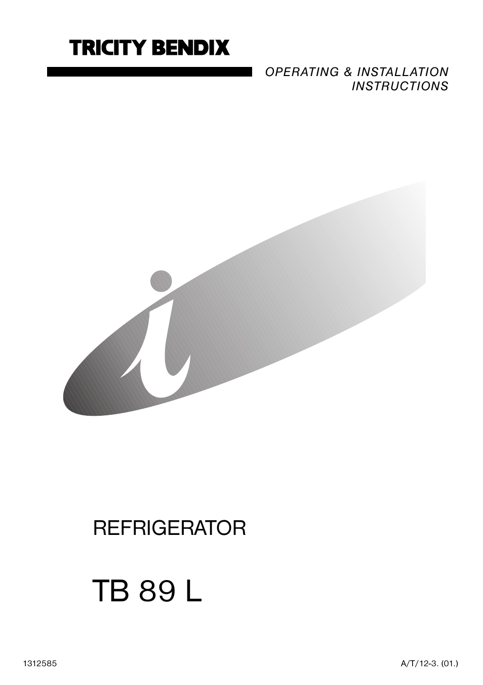 Tricity Bendix TB 89 L User Manual | 20 pages