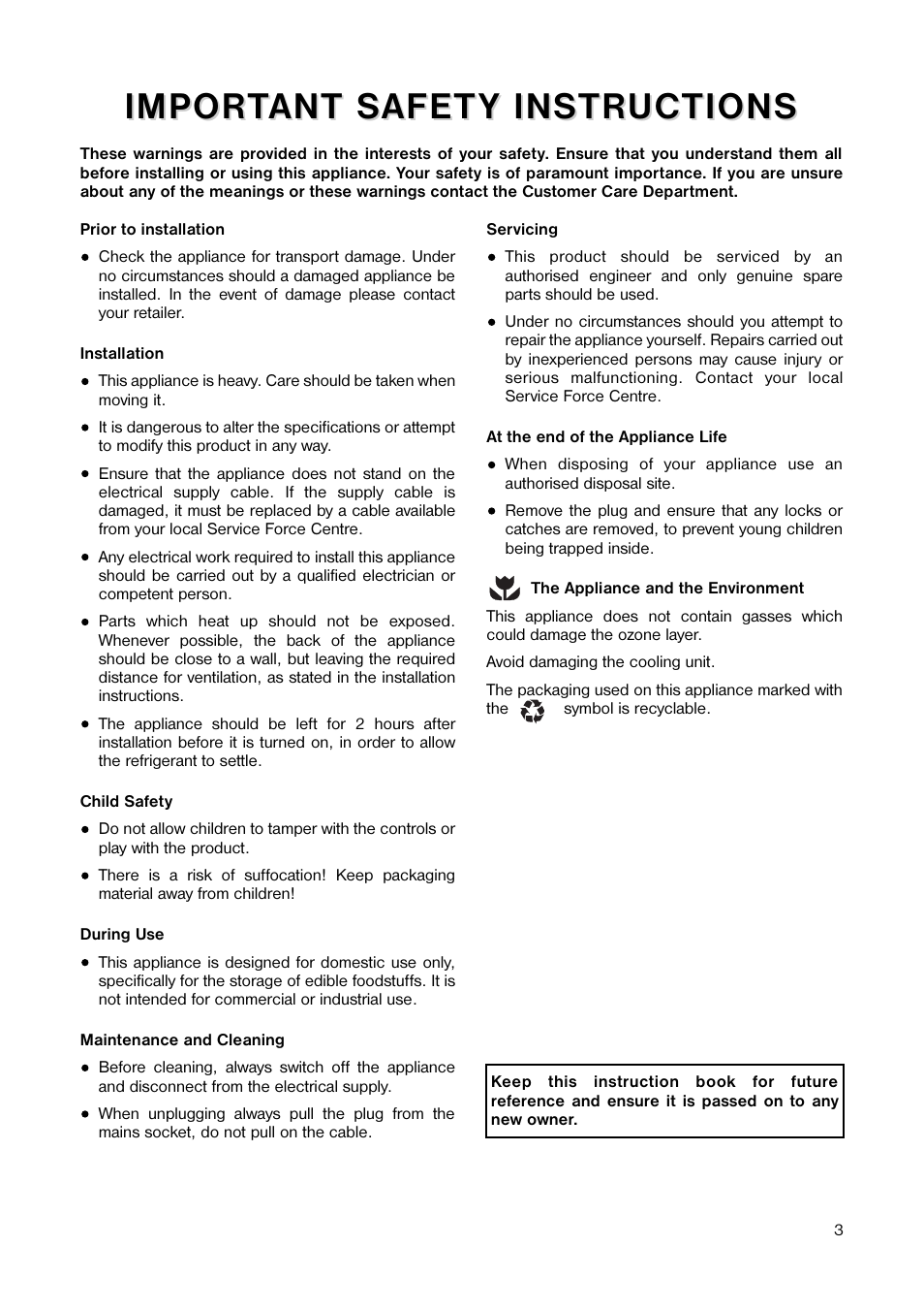 Impor | Tricity Bendix TB 89 L User Manual | Page 3 / 20