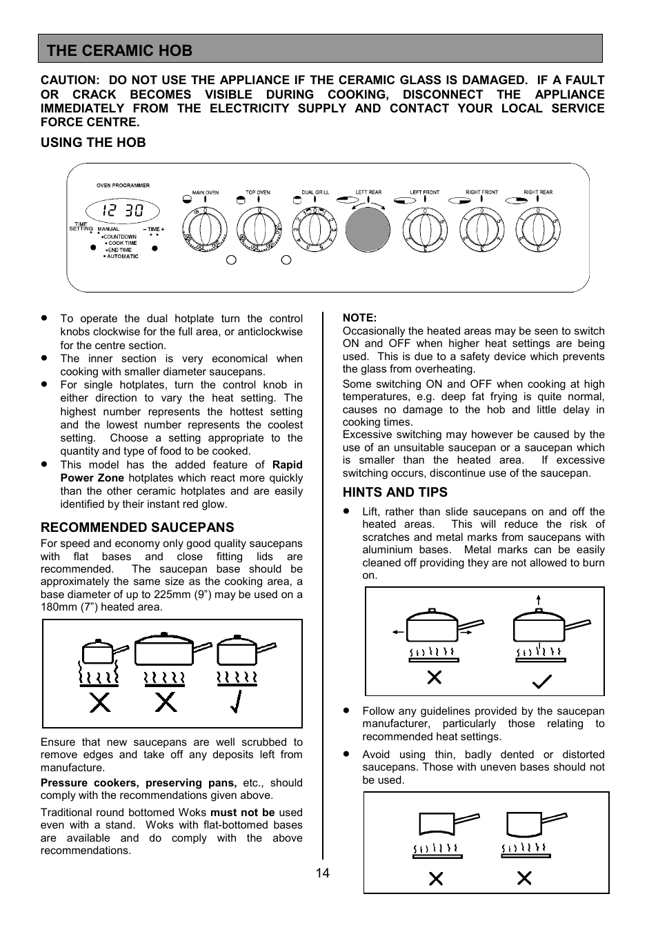 The ceramic hob | Tricity Bendix SIE531 User Manual | Page 14 / 32