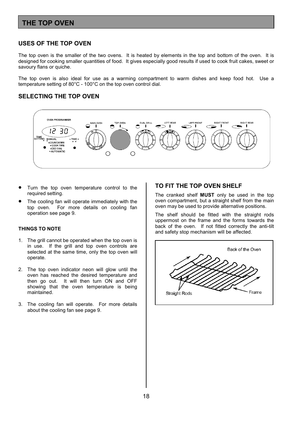 The top oven | Tricity Bendix SIE531 User Manual | Page 18 / 32