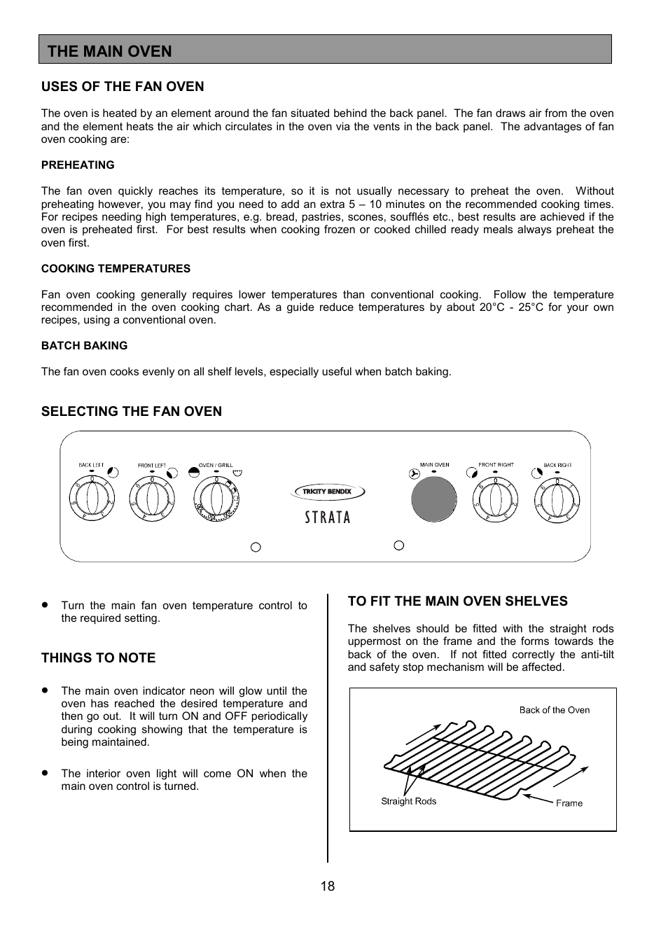 The main oven | Tricity Bendix CSE500 User Manual | Page 18 / 32