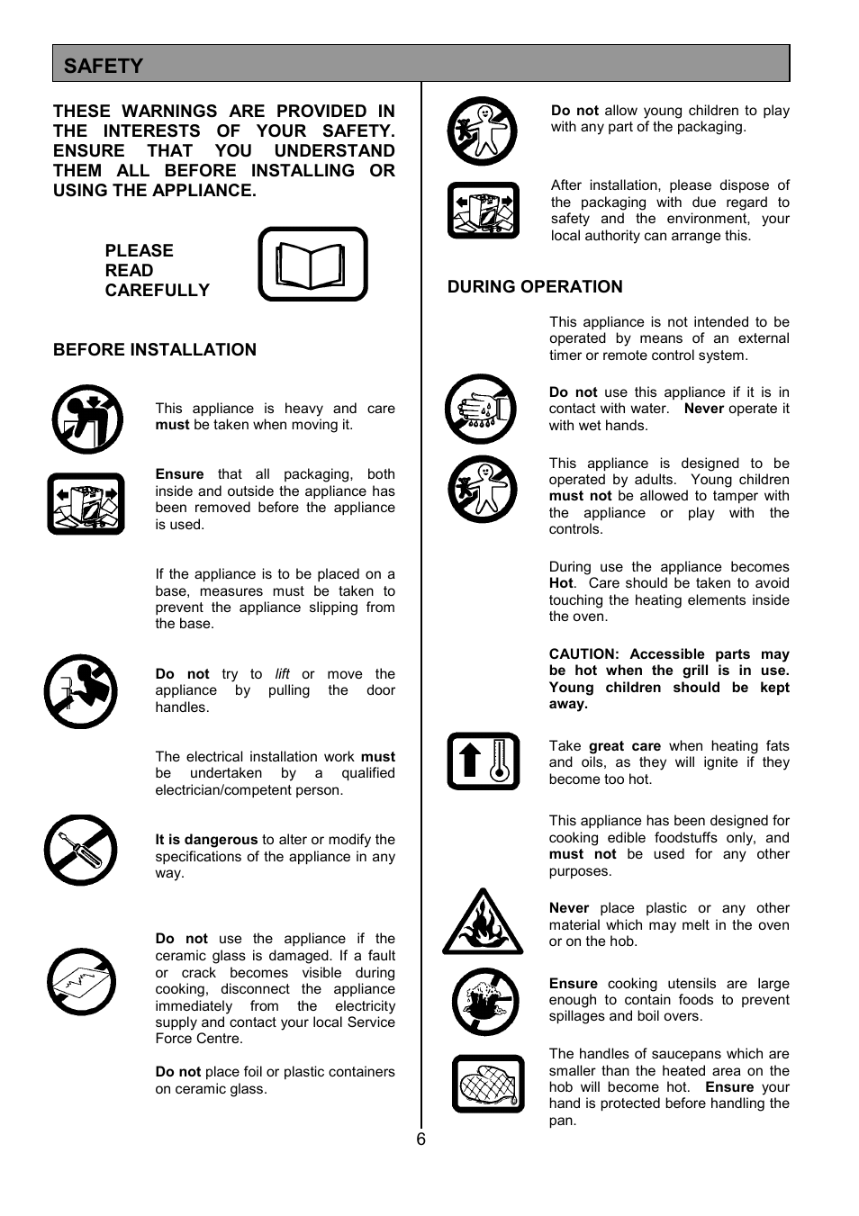 Safety | Tricity Bendix CSE500 User Manual | Page 6 / 32