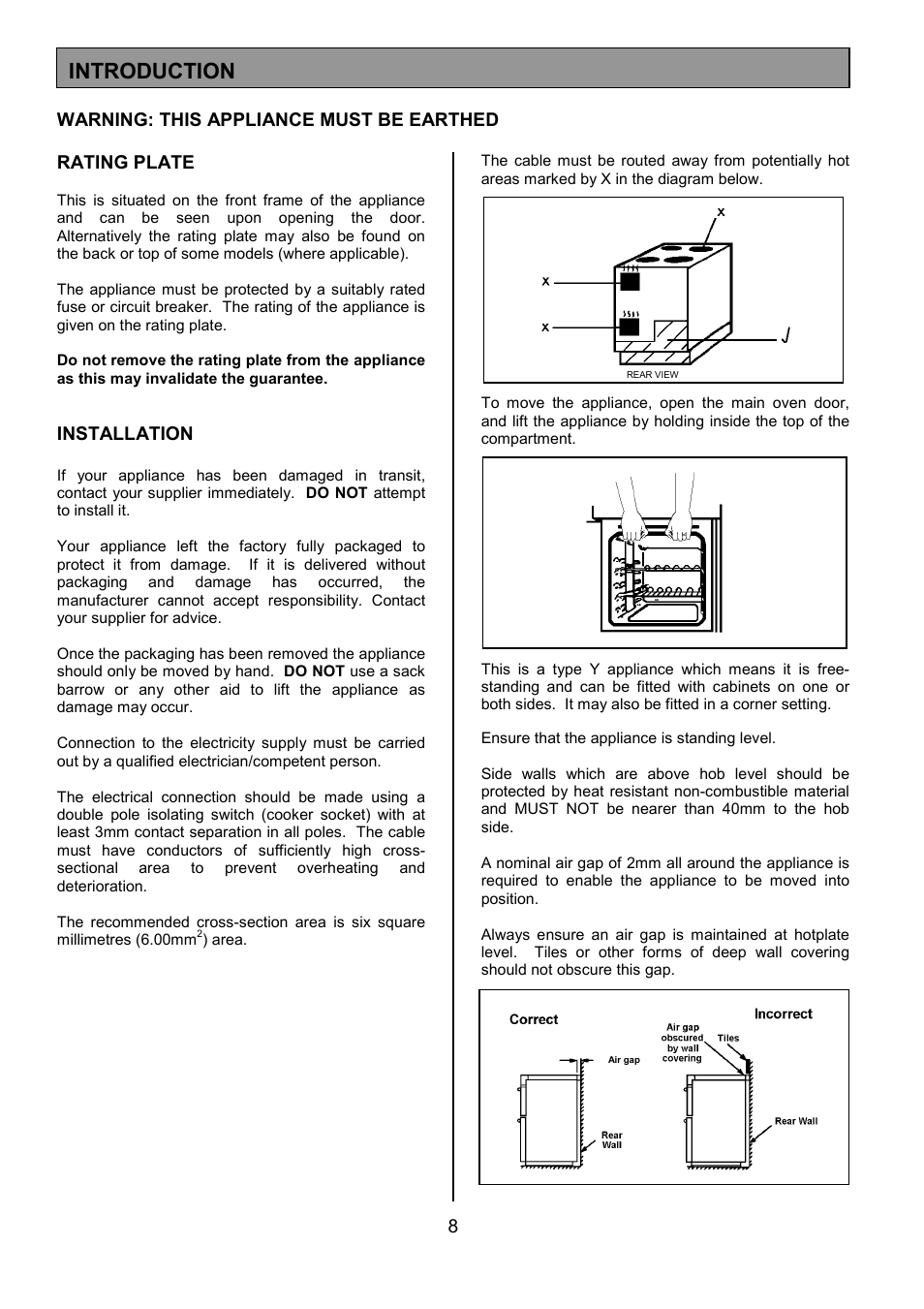 Introduction, Installation | Tricity Bendix CSE500 User Manual | Page 8 / 32