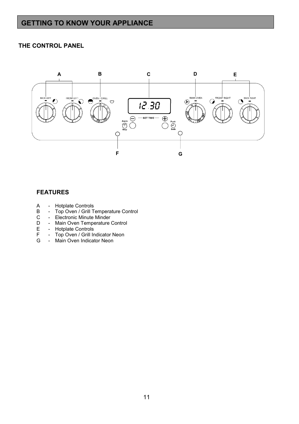 Getting to know your appliance | Tricity Bendix SE554 User Manual | Page 11 / 32