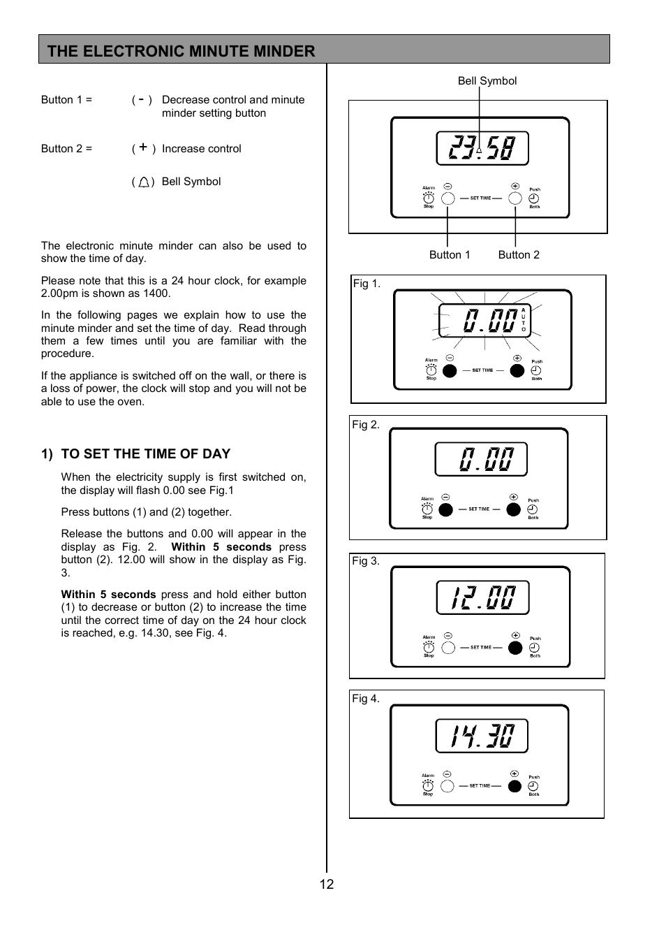 The electronic minute minder | Tricity Bendix SE554 User Manual | Page 12 / 32