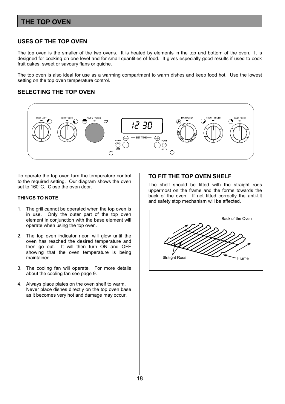 The top oven | Tricity Bendix SE554 User Manual | Page 18 / 32