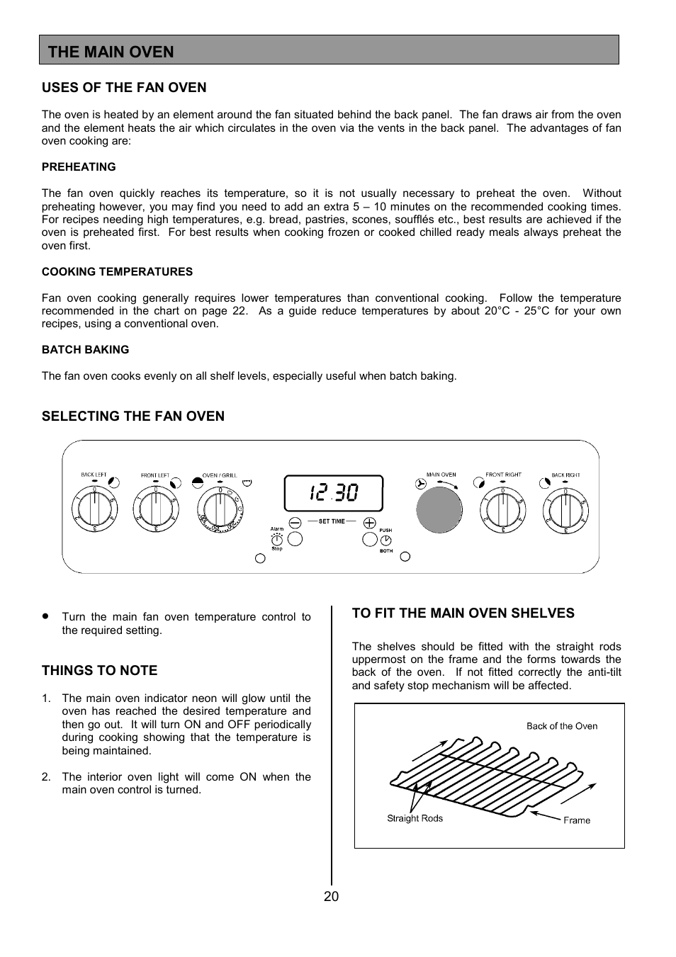 The main oven | Tricity Bendix SE554 User Manual | Page 20 / 32