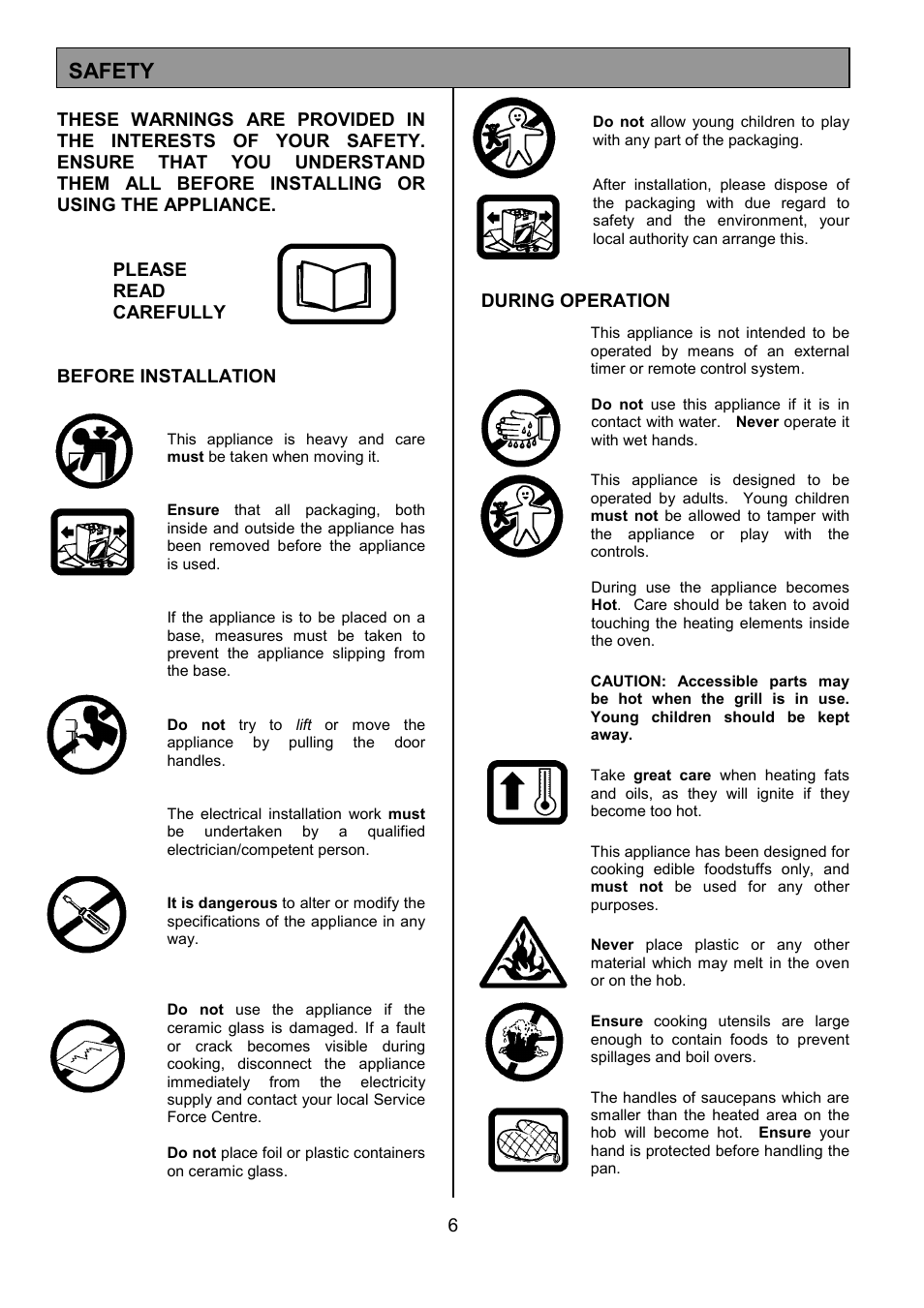 Safety | Tricity Bendix SE554 User Manual | Page 6 / 32