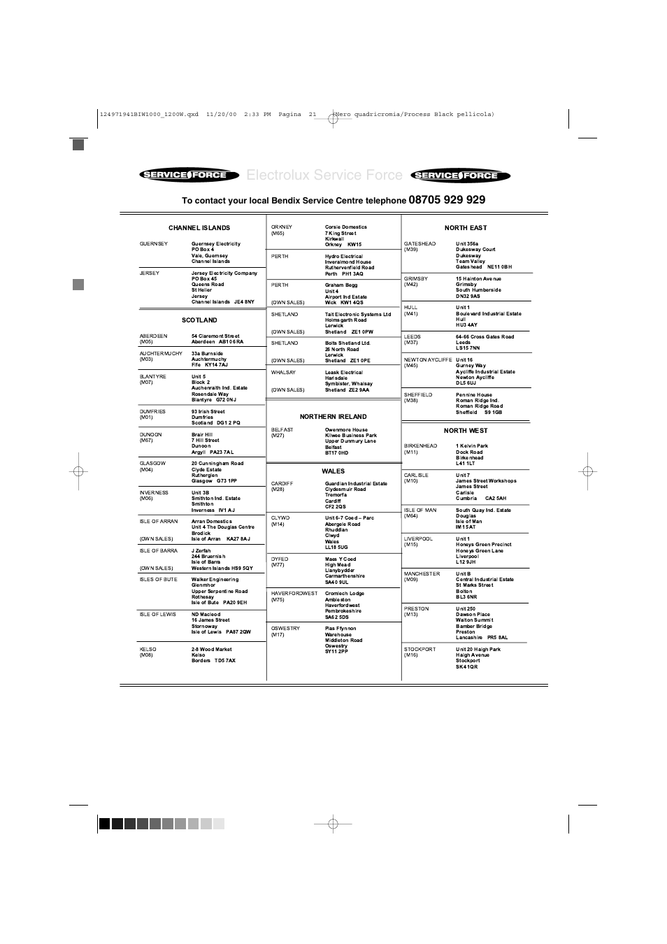 Electrolux service force | Tricity Bendix BIW 1000W User Manual | Page 21 / 28