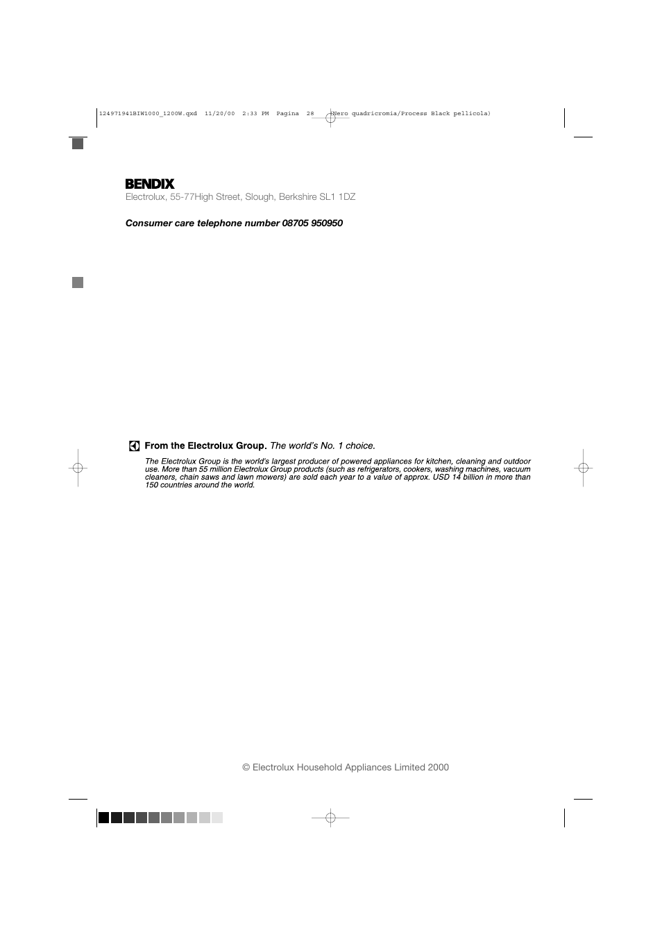 Tricity Bendix BIW 1000W User Manual | Page 28 / 28
