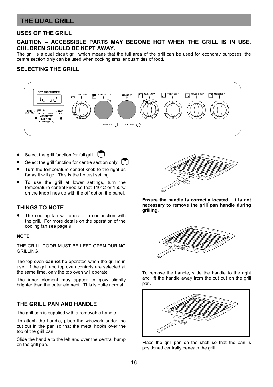 The dual grill | Tricity Bendix DSIE502 User Manual | Page 16 / 32