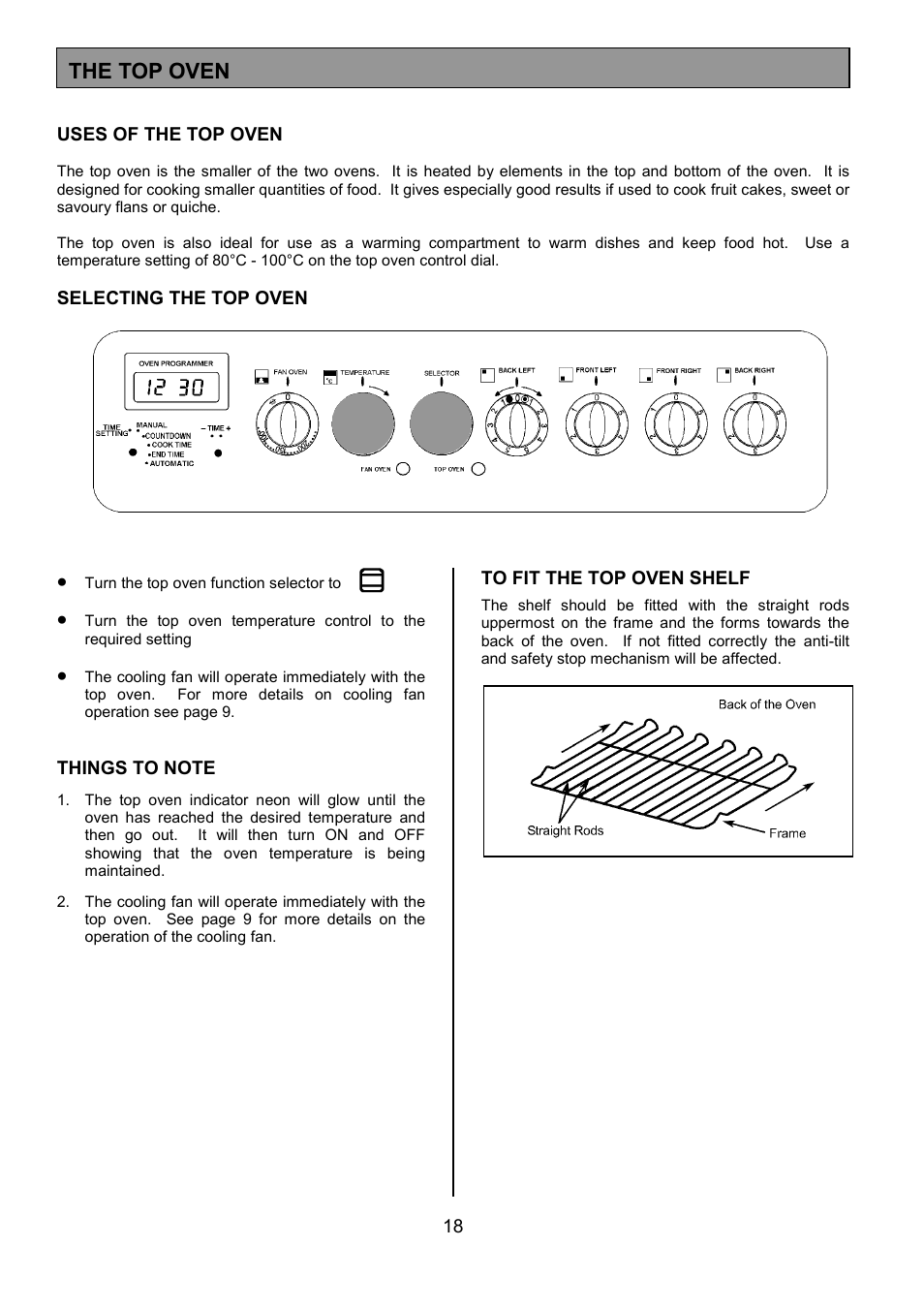 The top oven | Tricity Bendix DSIE502 User Manual | Page 18 / 32