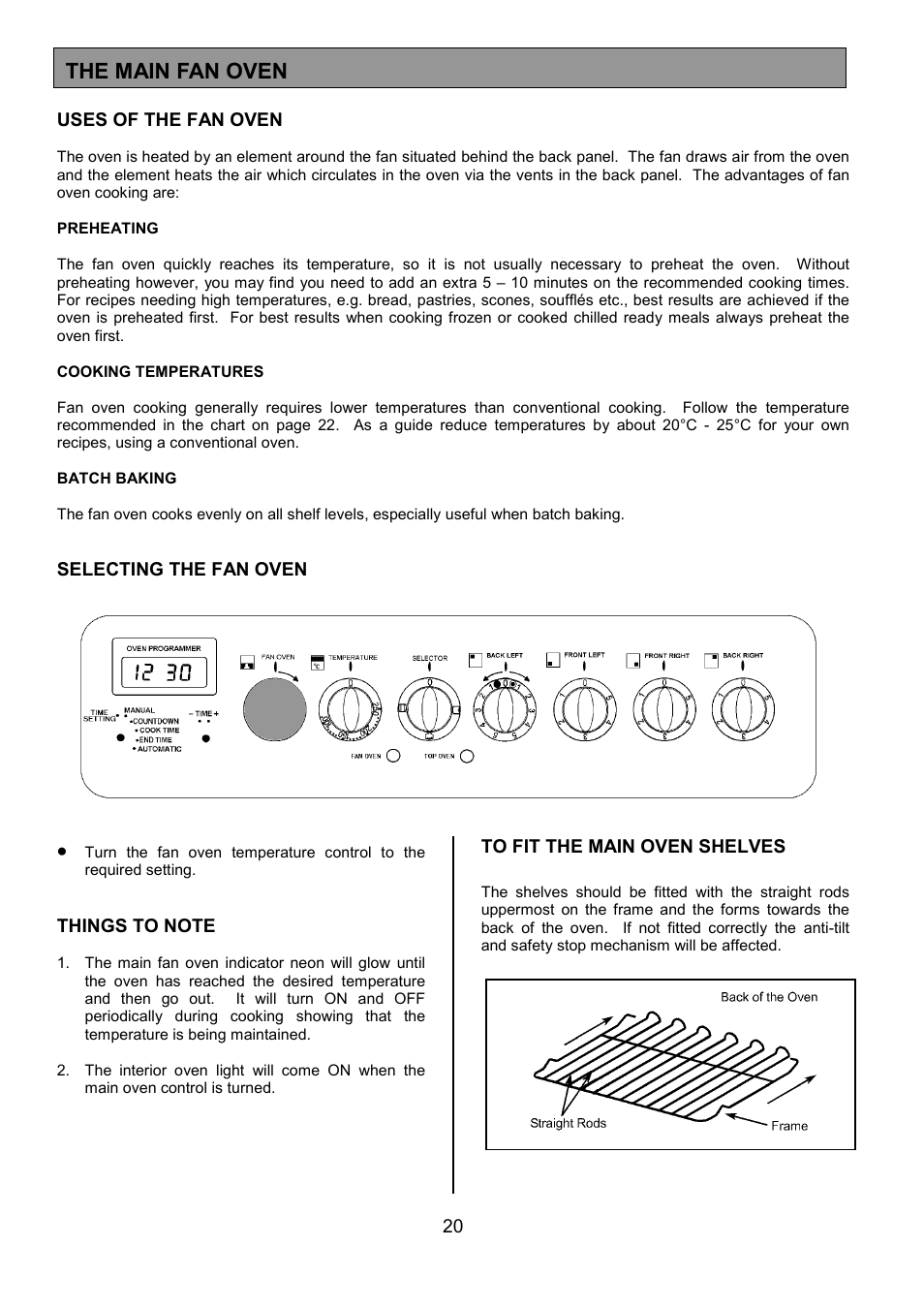 The main fan oven | Tricity Bendix DSIE502 User Manual | Page 20 / 32