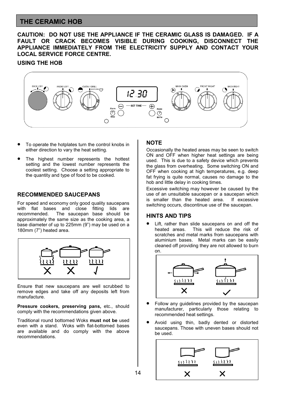 The ceramic hob | Tricity Bendix SIE553 User Manual | Page 14 / 32