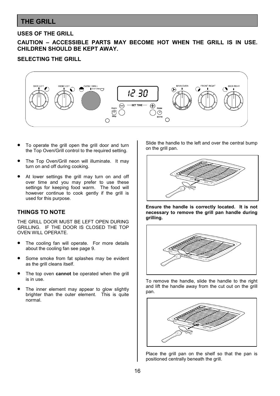 The grill | Tricity Bendix SIE553 User Manual | Page 16 / 32